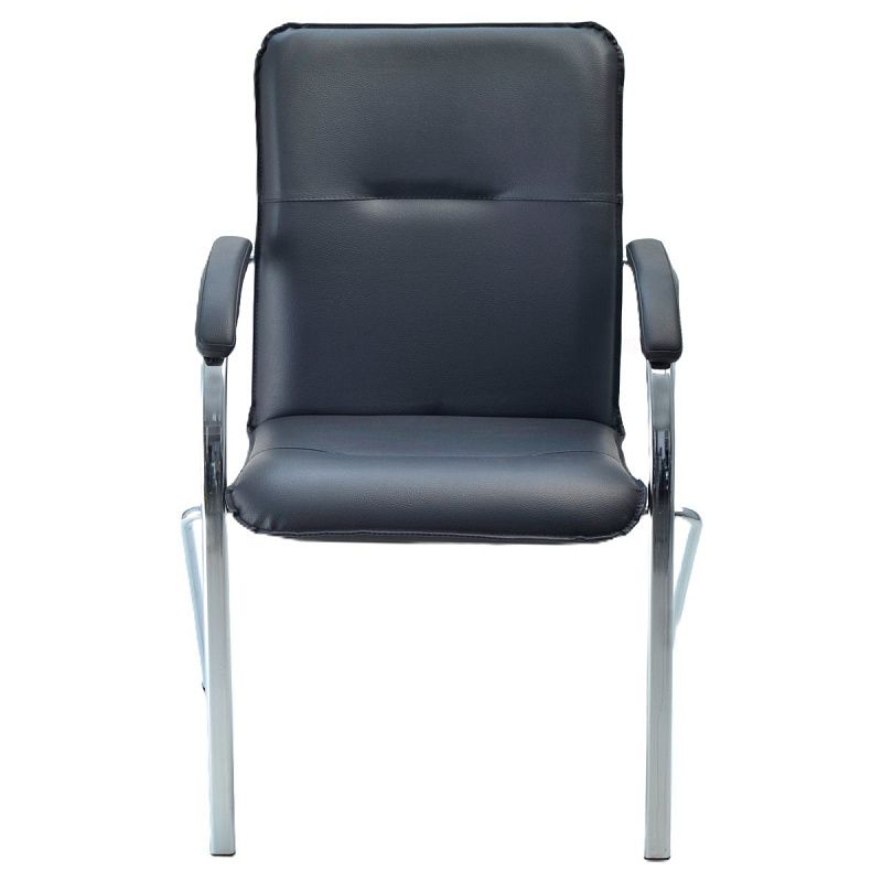 Стул Фабрикант "Самба М", DO, №350 CH, каркас металл хром, обивка кожзам черный BOX4