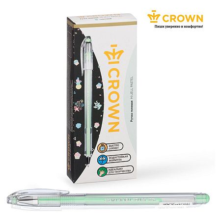 Ручка гелевая Crown "Hi-Jell Pastel" зеленая пастель, 0,8мм 