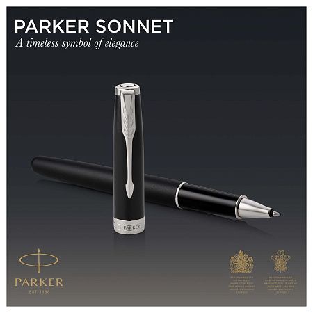 Ручка-роллер Parker "Sonnet Matte Black CT" черная, 0,8мм, подарочная упаковка 
