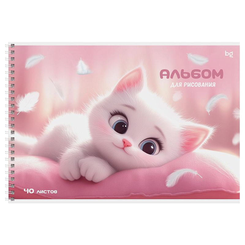 Альбом для рисования 40л., А4, на гребне BG "Пушистые кошки"