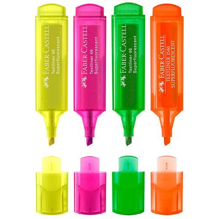 Набор текстовыделителей Faber-Castell "46 Superfluorescent" 4 флуоресцентных цв., 1-5мм, пластик. уп 