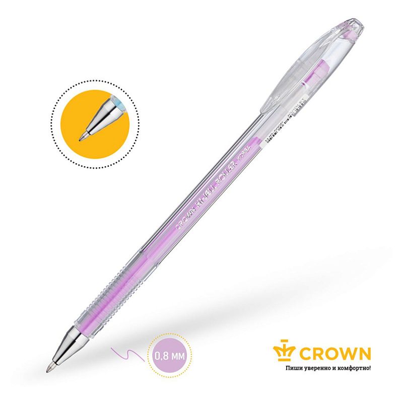 Ручка гелевая Crown "Hi-Jell Pastel" фиолетовая пастель, 0,8мм 