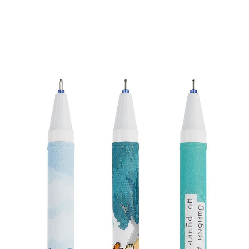 Ручка гелевая стираемая MESHU "Pixel" синяя, 0,5мм, корпус ассорти 