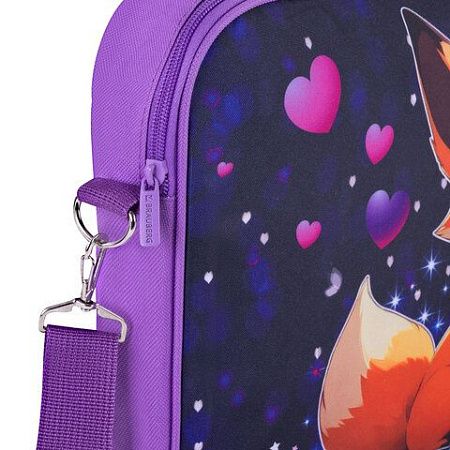 Папка на молнии с ручками BRAUBERG KIDS А4, 1 отделение, регулируемый плечевой ремень, 60 мм, "Fairy fox", 273317 