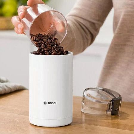 Кофемолка BOSCH MKM6000, мощность 180 Вт, вместимость 75 г, пластик, белая
