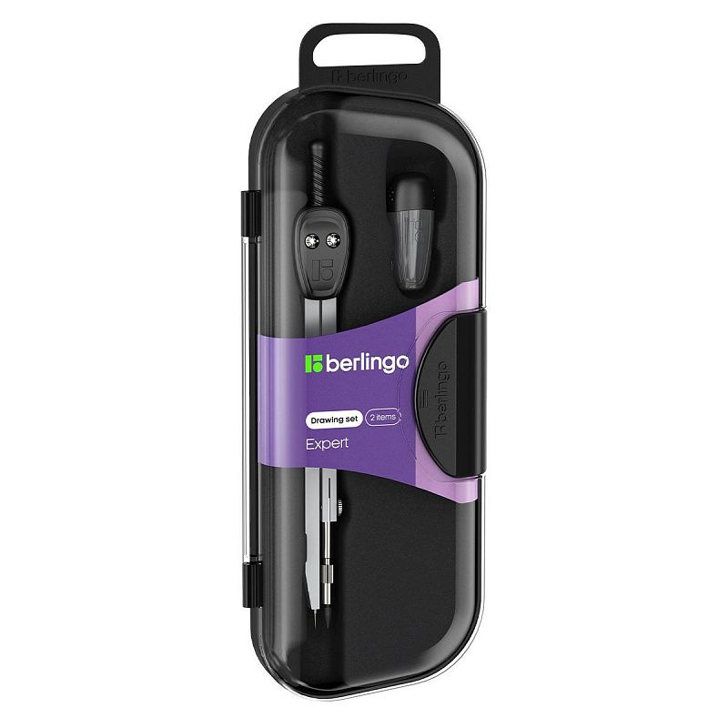 Готовальня Berlingo "Expert", 2 предмета, циркуль 135мм, пластиковый футляр