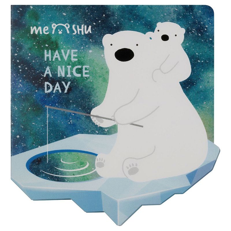 Флажки-закладки и самоклеящиеся блоки в наборе MESHU "Polar Bears", 20л*5 цветов, европодвес