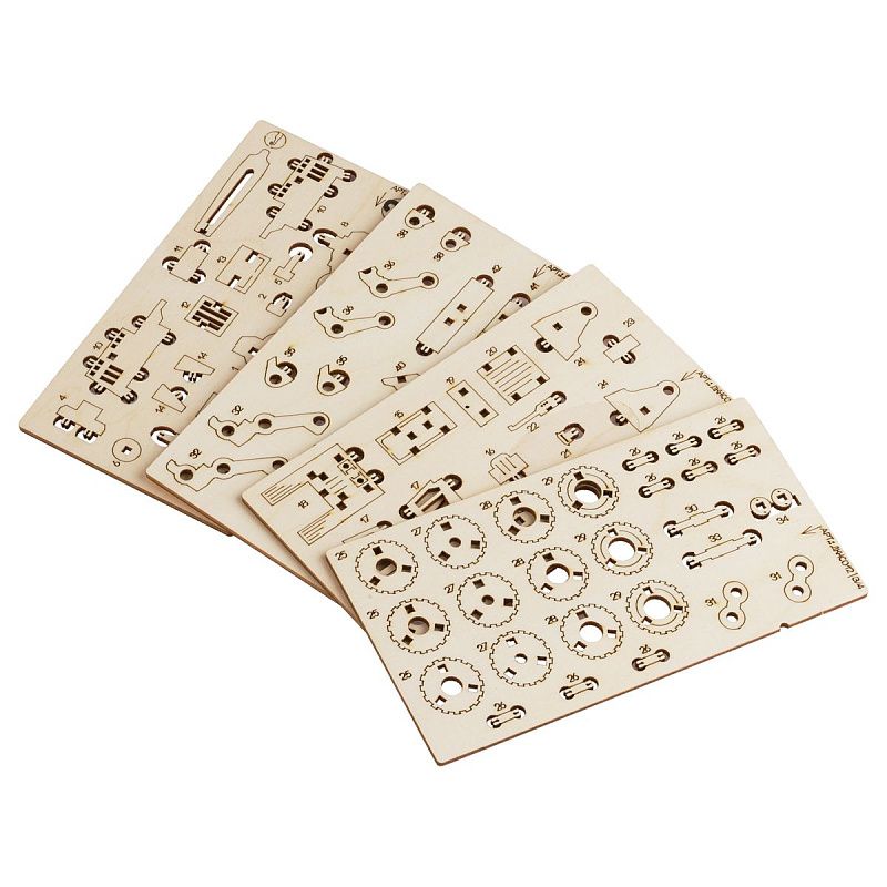 Конструктор деревянный ТРИ СОВЫ "Трактор с ковшом", 12*4*5см, 89 деталей, пакет с еврослотом 