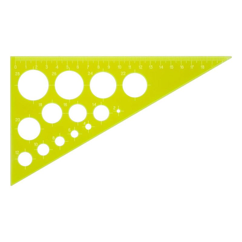 Треугольник 30°, 19см СТАММ, пластиковый, с окружностями, прозрачный, неоновые цвета, ассорти 