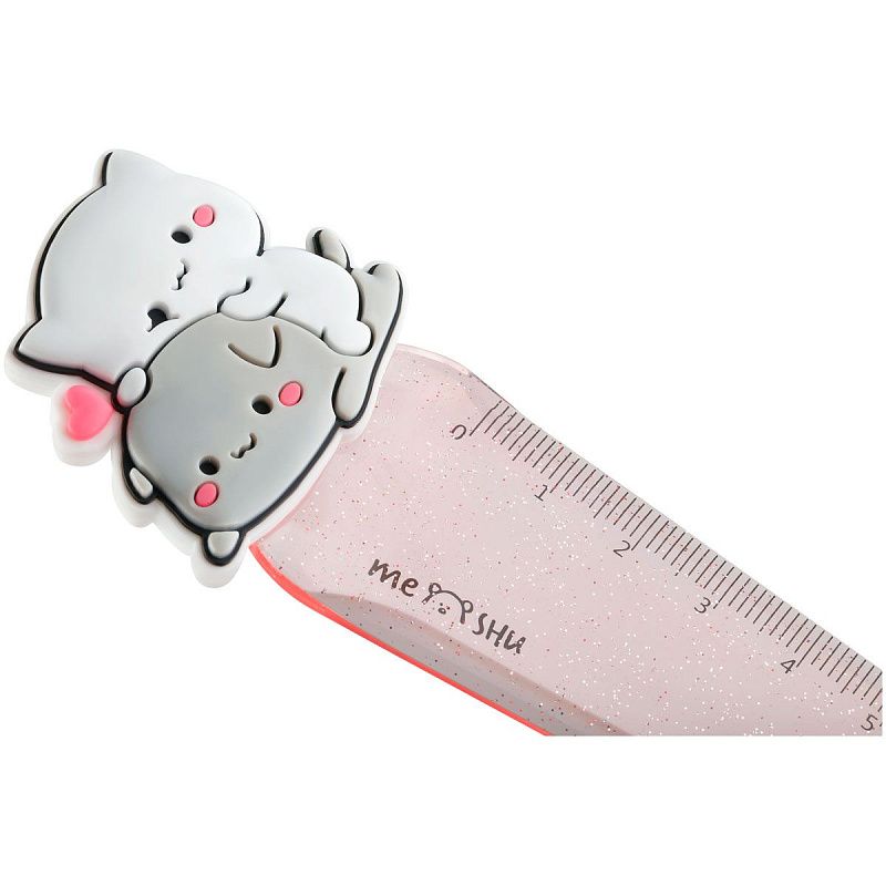 Линейка с топпером 12см MESHU "Cute kittens", пластиковая, европодвес 