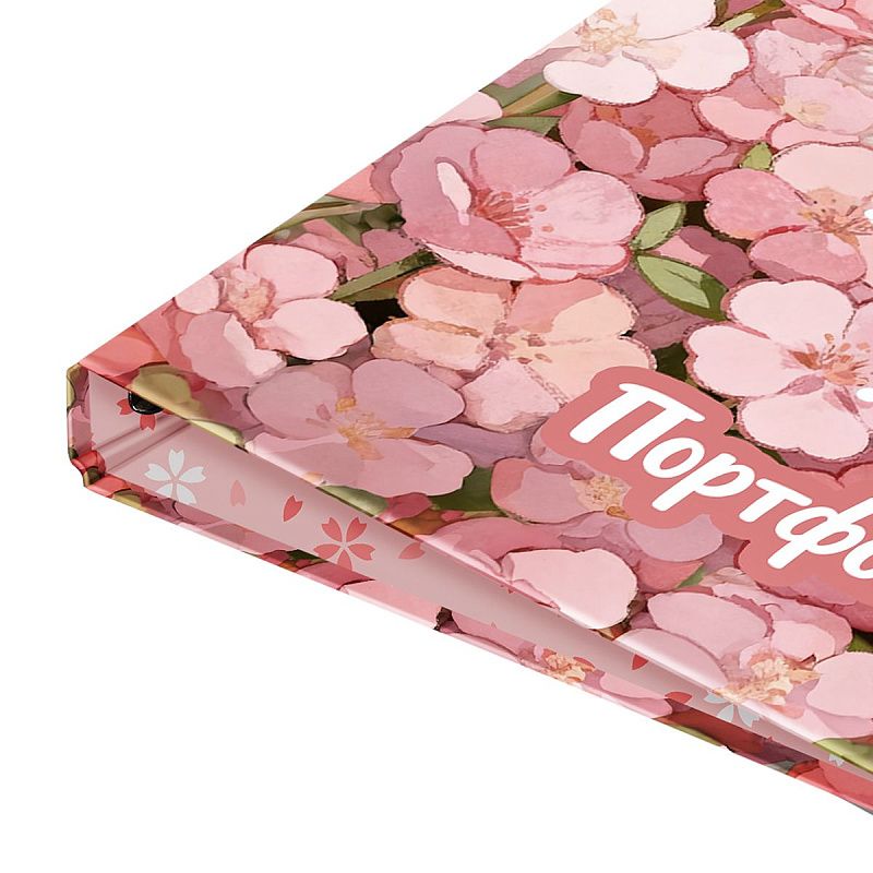 Папка-портфолио 7БЦ А4 BG, на 4 кольцах, для школьницы "Котёнок в цветах", 20 файлов 