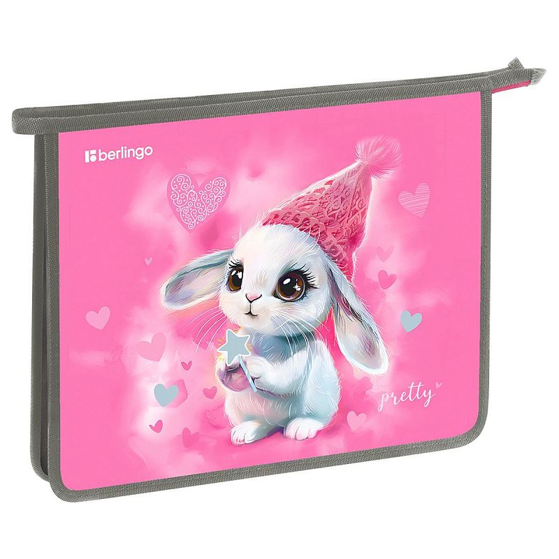 Папка для тетрадей 1 отделение, А5 Berlingo "Dreamy Bunny", 240*205*40 мм, пластик, на молнии