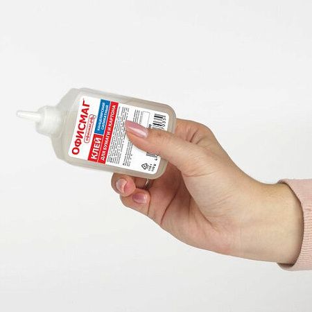 Клей канцелярский силикатный ОФИСМАГ (для бумаги, картона) 110 г, 224600