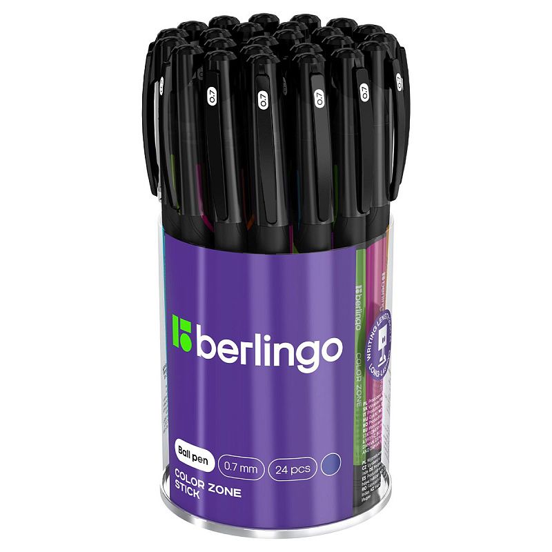 Ручка шариковая Berlingo "Color Zone stick" синяя, 0,7мм, прорезиненный корпус ассорти 