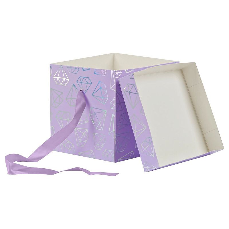 Коробка складная подарочная MESHU "Crystals", (15*15*15см), с лентой, отд.фольгой