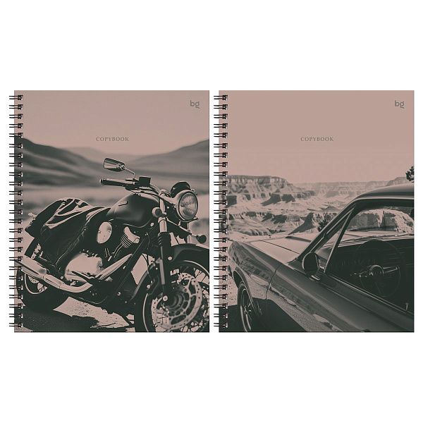 Тетрадь 80л., А5, клетка на гребне BG "Ride free", матовая ламинация, твердая обложка