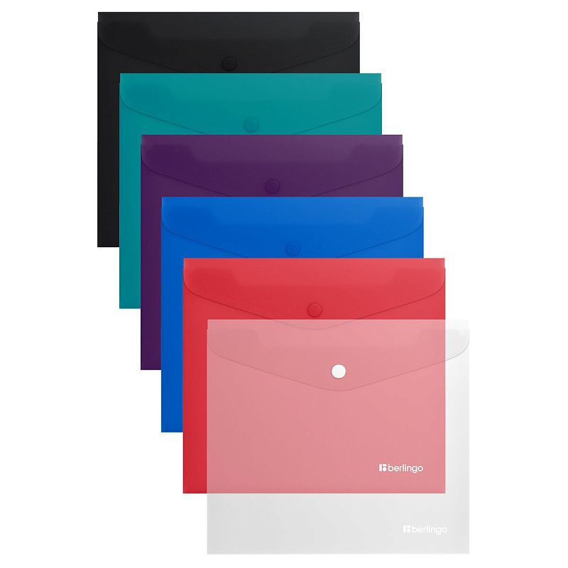 УЦЕНКА - Папка-конверт на кнопке Berlingo "Soft Touch", А5+, 200мкм, софт-тач, ассорти