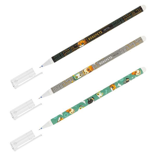 Ручка гелевая стираемая MESHU "Robopets" синяя, 0,5мм, корпус ассорти