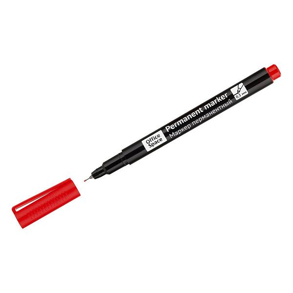 Маркер перманентный OfficeSpace красный, тонкий металл. наконечник, 0,5мм