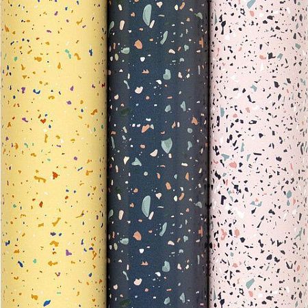 Бумага упаковочная мелованная НАБОР 3 шт., "Terrazzo", 70х100 см, 3 дизайна, ЗОЛОТАЯ СКАЗКА, 592066