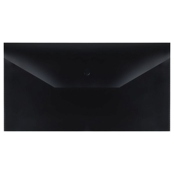 Папка-конверт на кнопке СТАММ С6+, 150мкм, пластик, непрозрачная, черная