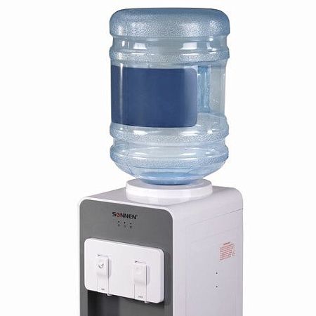 Кулер для воды SONNEN FSC-02BA, напольный, НАГРЕВ/ОХЛАЖДЕНИЕ КОМПРЕССОР, шкаф, 2 крана, серый, 455416