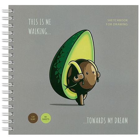 Скетчбук 60л., 150*150 MESHU "Avocadreams", на гребне, выб. лак, soft-touch, 120г/м2