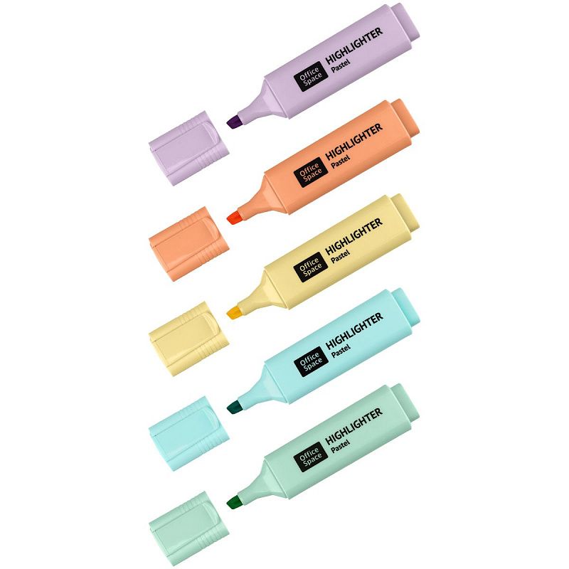 Набор текстовыделителей OfficeSpace 05цв., пастельные цвета, 1-5мм, европодвес 