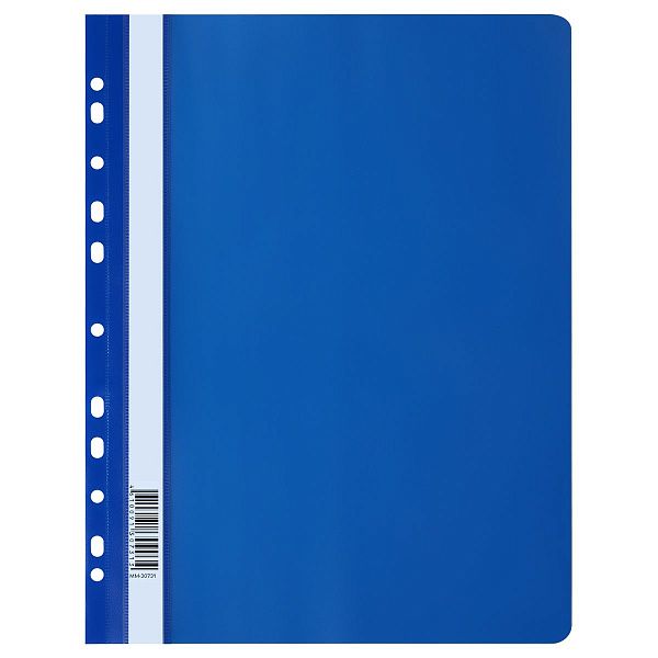 Папка-скоросшиватель пластик. перф. СТАММ А4, 120мкм, синяя с прозр. верхом