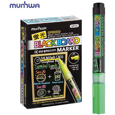 Маркер меловой MunHwa "Black Board Marker" зеленый, 3мм, водная основа 