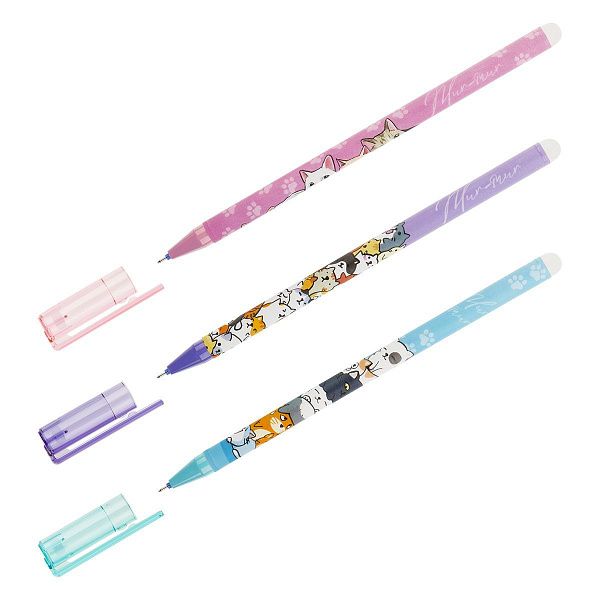 Ручка гелевая стираемая MESHU "Mur-mur" синяя, 0,5мм, корпус ассорти