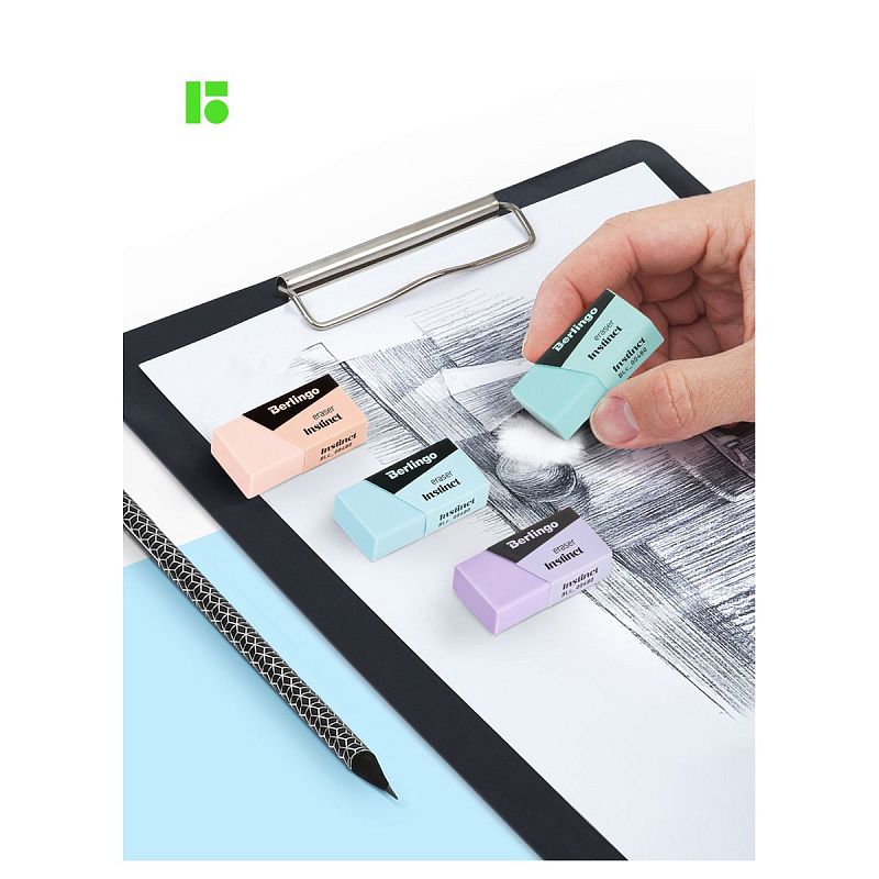 Ластик Berlingo "Instinct", цвета ассорти, 40*20*10мм 