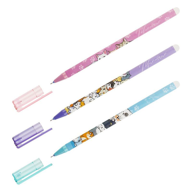 Ручка гелевая стираемая MESHU "Mur-mur" синяя, 0,5мм, корпус ассорти