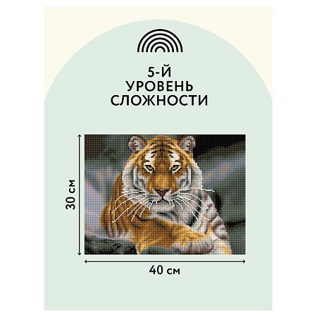 Алмазная мозаика ТРИ СОВЫ "Тигр", 30*40см, холст, картонная коробка с пластиковой ручкой