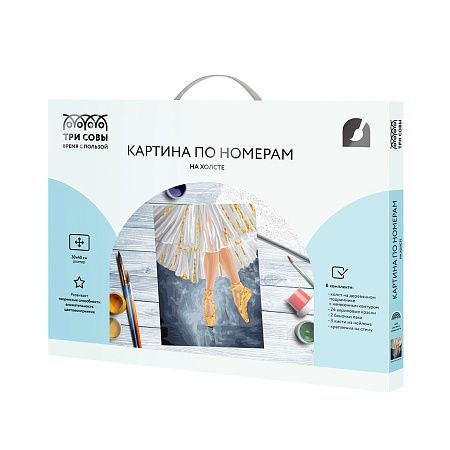 Картина по номерам на холсте ТРИ СОВЫ "Золотые пуанты", 30*40, с акриловыми красками и кистями