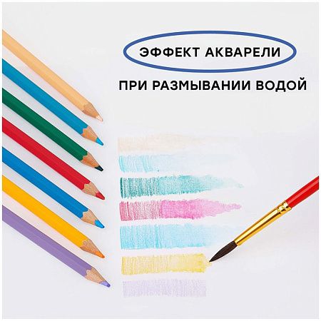 Карандаши акварельные Гамма "Лицей", 36цв., шестигранные, заточен., с кистью, картон. упаковка, европодвес
