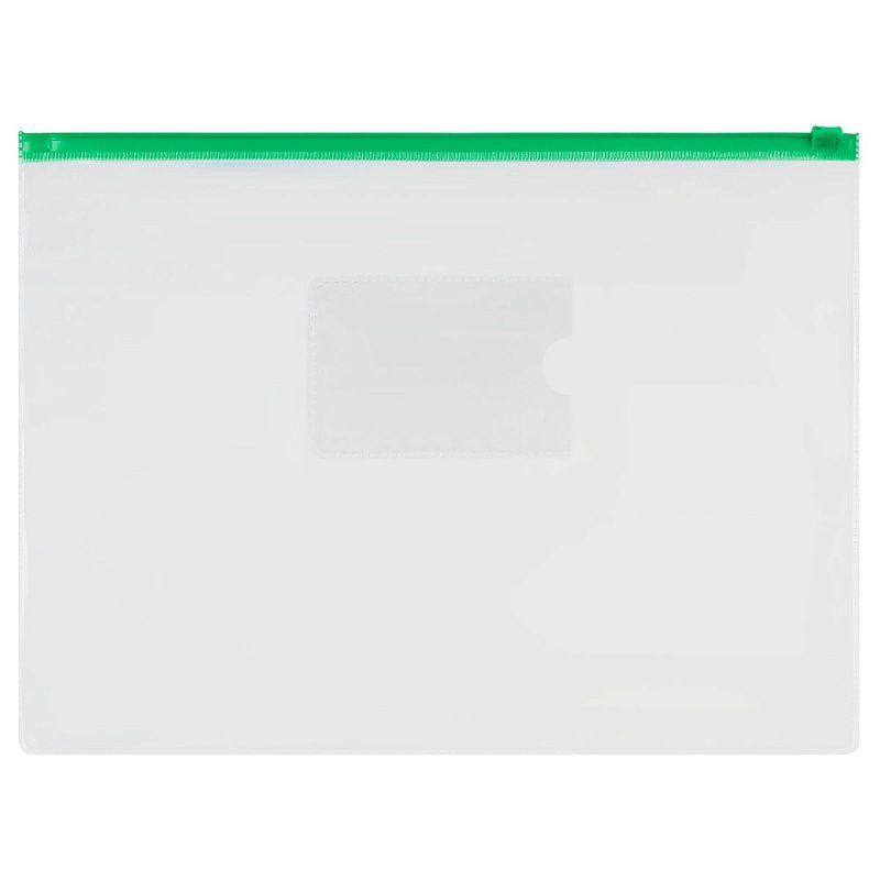 Папка-конверт на zip-молнии СТАММ В6, ПВХ, 120мкм, прозрачная, цветная молния, карман, ассорти 