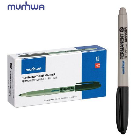 Маркер перманентный MunHwa черный, пулевидный, 1,5мм 