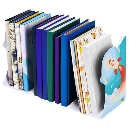 Подставка-держатель для книг и учебников фигурная BRAUBERG KIDS "Cosmo" раздвижная, металлическая, 238068 