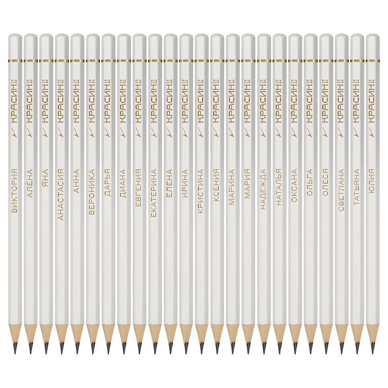 Карандаши ч/г Красин "Женские имена" ТМ (НВ), шестигр., заточен., ассорти, карт. упаковка., европодвес 