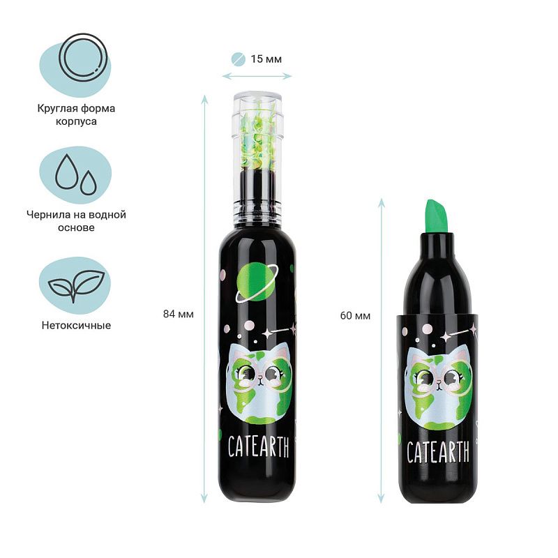 Набор текстовыделителей MESHU "Meowspace" 06цв., неоновые цвета, 1-5мм, ПВХ бокс с европодвесом 