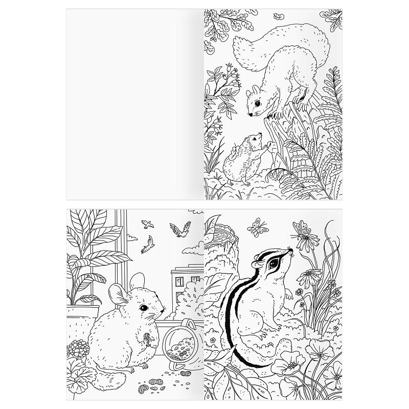 Раскраска А4, 16 стр., ТРИ СОВЫ "Для творчества и вдохновения. Пушистые истории"