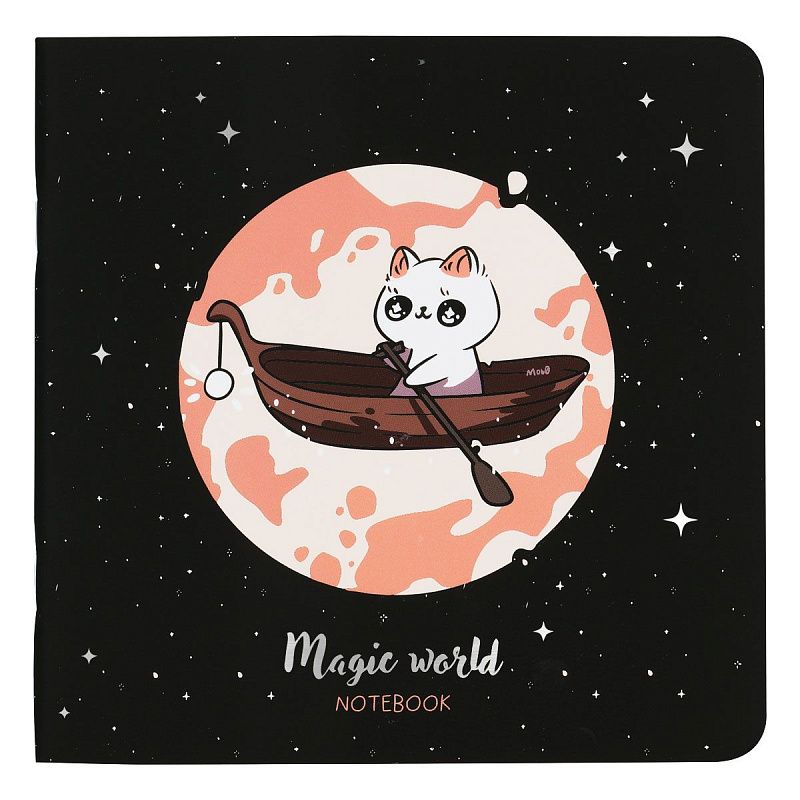 Записная книжка 170*170 мм 40л. на скрепке MESHU "Magic world", soft-touch ламинация, тиснение фольгой, блок без линовки, 80г/м2