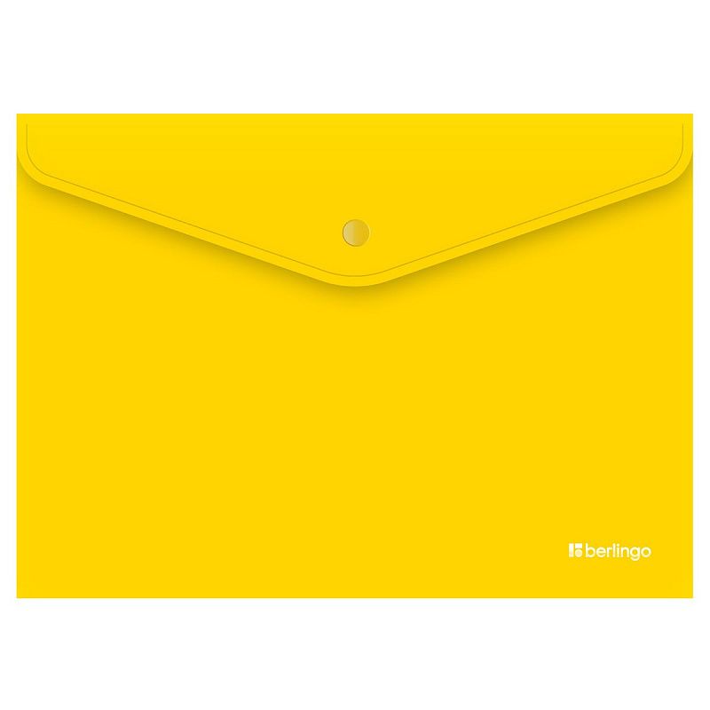 Папка-конверт на кнопке Berlingo "City Style", А4, 200мкм, непрозрачная, желтая