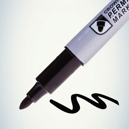 Маркер перманентный CROWN "Multi Marker Slim", ЧЕРНЫЙ, круглый наконечник, 2 мм, P-505 