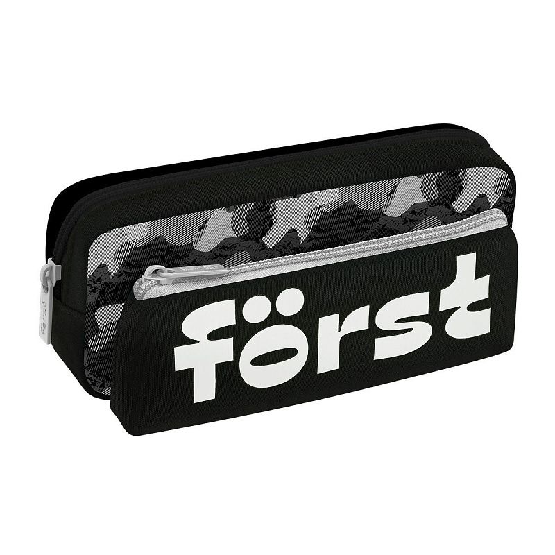 Пенал мягкий 2 в 1, 1 отделение, 205*80*40 Först "Grey military", съемная косметичка на липучке