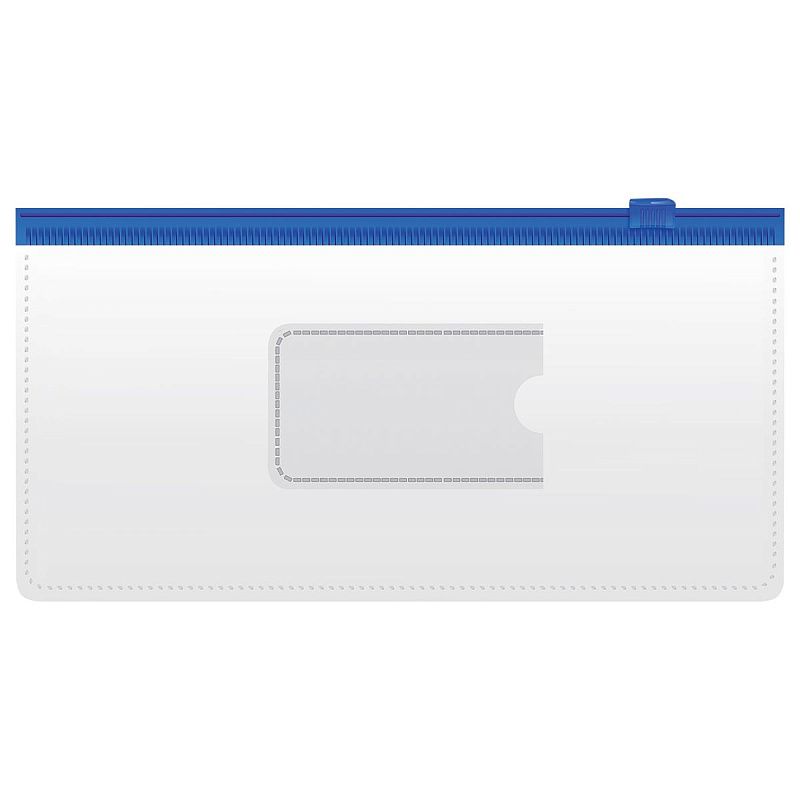 Папка-конверт на zip-молнии СТАММ 255*130мм, ПВХ, 120мкм, прозрачная, цветная молния, карман, для ж/д и авиа билетов, ассорти 