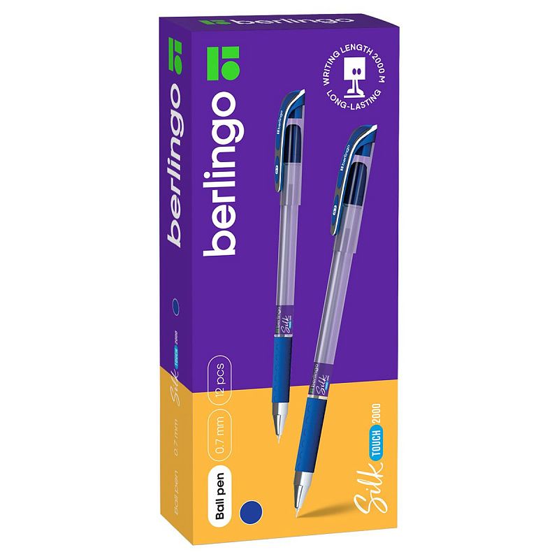 Ручка шариковая Berlingo "Silk Touch 2000" синяя, 0,7мм, игольчатый стержень, грип 