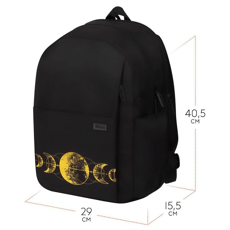 Рюкзак Först F-Spiritual "Moon phases" 40,5*29*15,5см, 2 отделения, 5 карманов, уплотненная спинка 