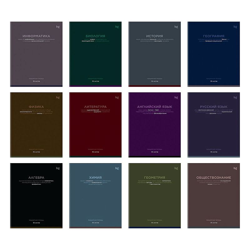 Комплект (12 шт.) предметных тетрадей 36л. BG "Сolor balance", эконом